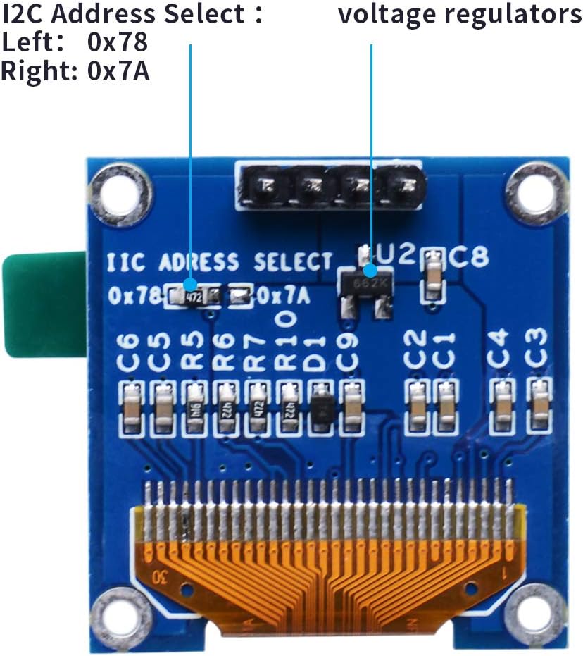 GeeekPi 5PCS 0.96 Inch 12864 128x64 OLED Module White Driver IIC Serial Display Board Module for Arduino, Raspberry