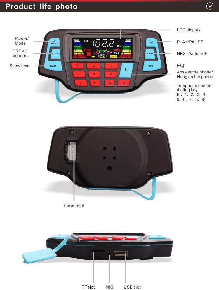XYC 3" MP3 2.0, Motorcycle Weatherproof Bluetooth Wireless Speaker Music Player Sound Audio Stereo Amplifier System ATV