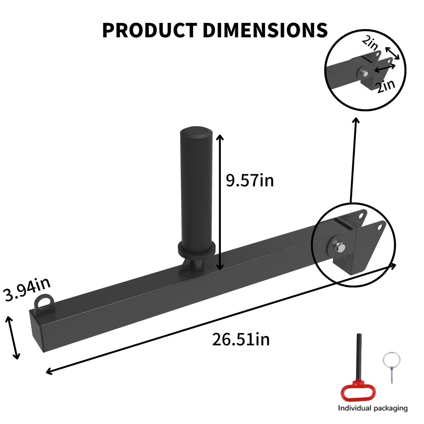 MEGASTAR FITNESS Belt Squat Lever Arm, T Bar Row Landmine Attachment, Comes with Squat Belt, Compatible with 1" and 2" Weight Plates and 1" Hole Design, Designed for 2x2 Power Rack