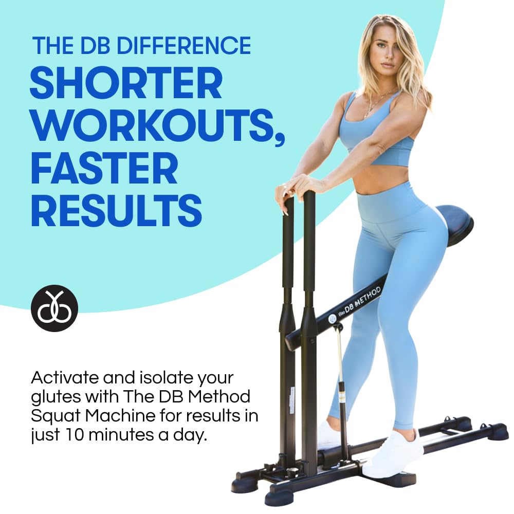 The DB Method Squat Machine, Glute-Focused Deep Squat Machine for Women, Low-Impact Workout Equipment for Home Gym, Total-Body Fitness Trainer, Compact & Foldable, Easy Setup, 275 lb Capacity