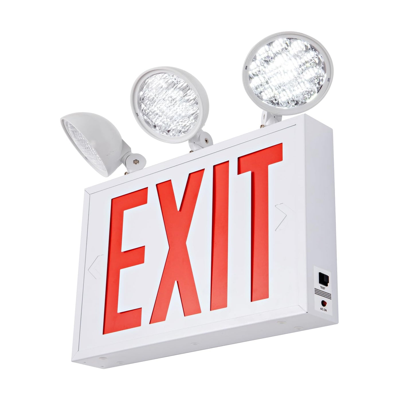 TANLUX New York Approved Emergency Exit Sign, Red Exit Signs with Emergency Lights, Hardwired with Battery Backup, AC 120/277V, Single and Double Faces, Two or Three Heads Optional