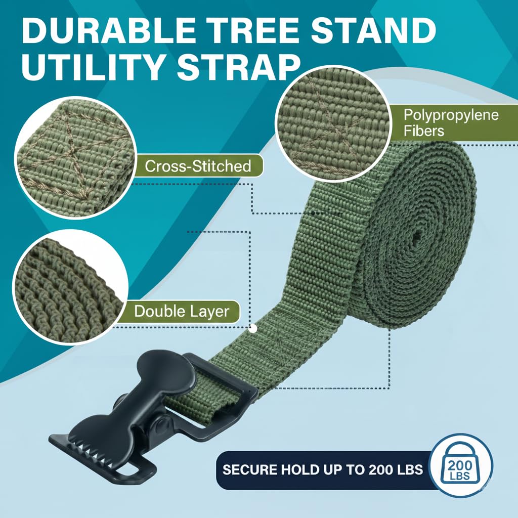 Kahedincy 2 PCS Tree Stand Utility Straps for Summit Viper Climber, Hang On Treestand Stabilizer Strap, Climbing Stand Backpack Straps with Buckle, Deer Hunting Safety Accessories