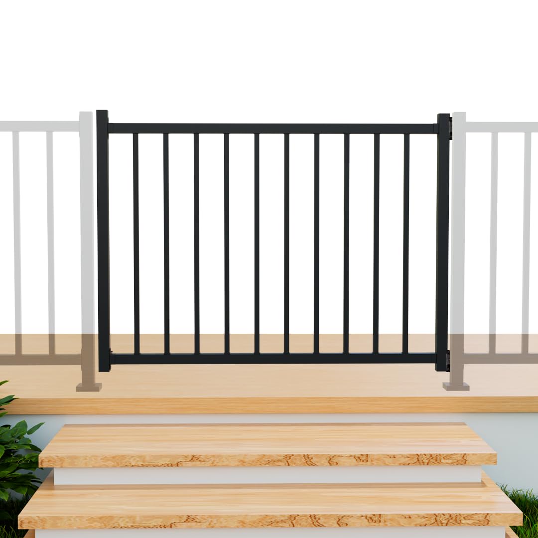 Heavy-Duty Galvanized Steel Fence Gate Kit Pre-Welded, Rust-Resistant Metal Gate for Outdoor Fencing & Railing gate, Porch, Patio & Deck, Adjustable Railing Design (4 ft. x 36 inch.)