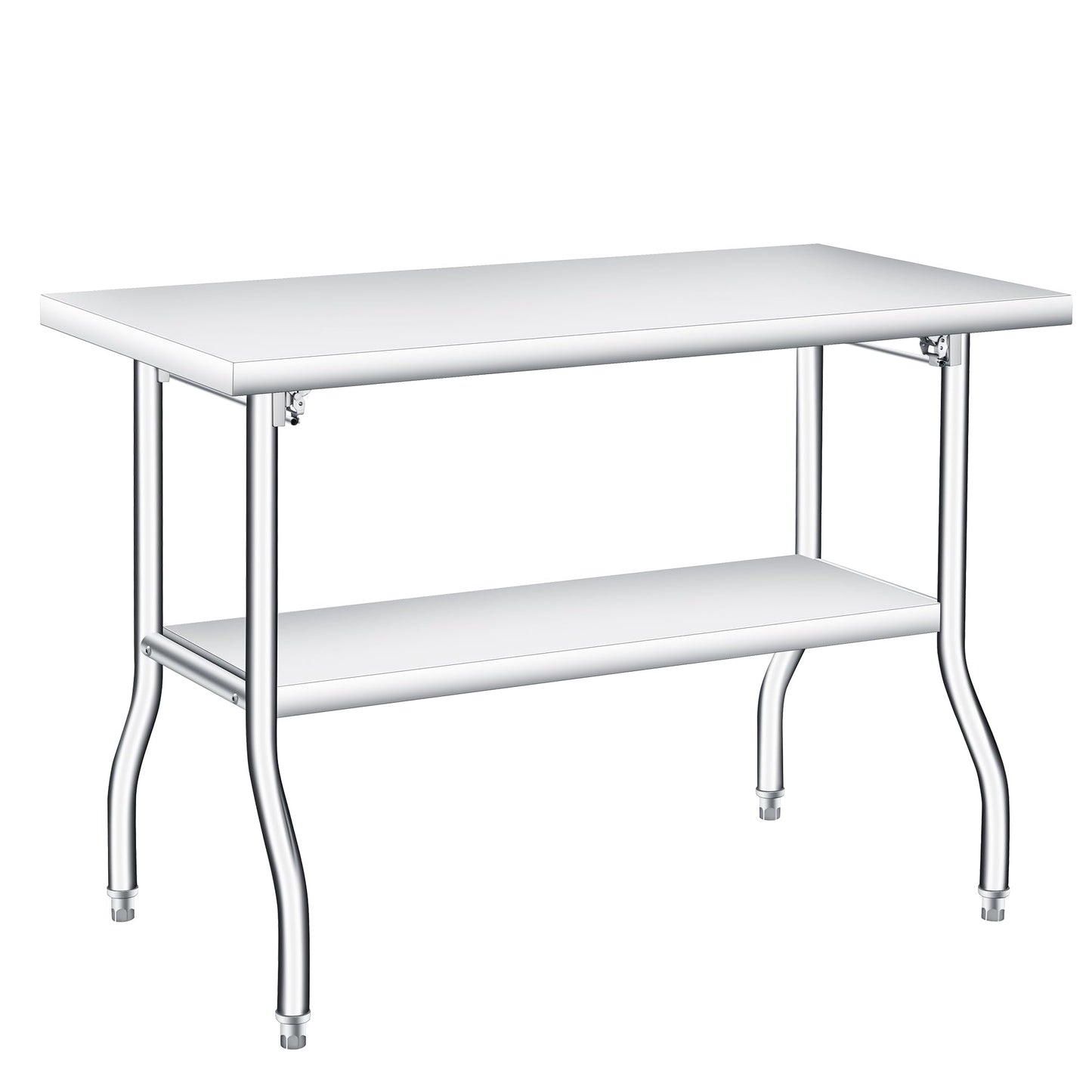 GAOMON Stainless Steel Foldable Table, 48x24 Inch Industrial Workbench with Bottom Storage Shelf, 1800 LBS Capacity Portable Utility Table for Workshop, Warehouse and Garage, Heavy Duty