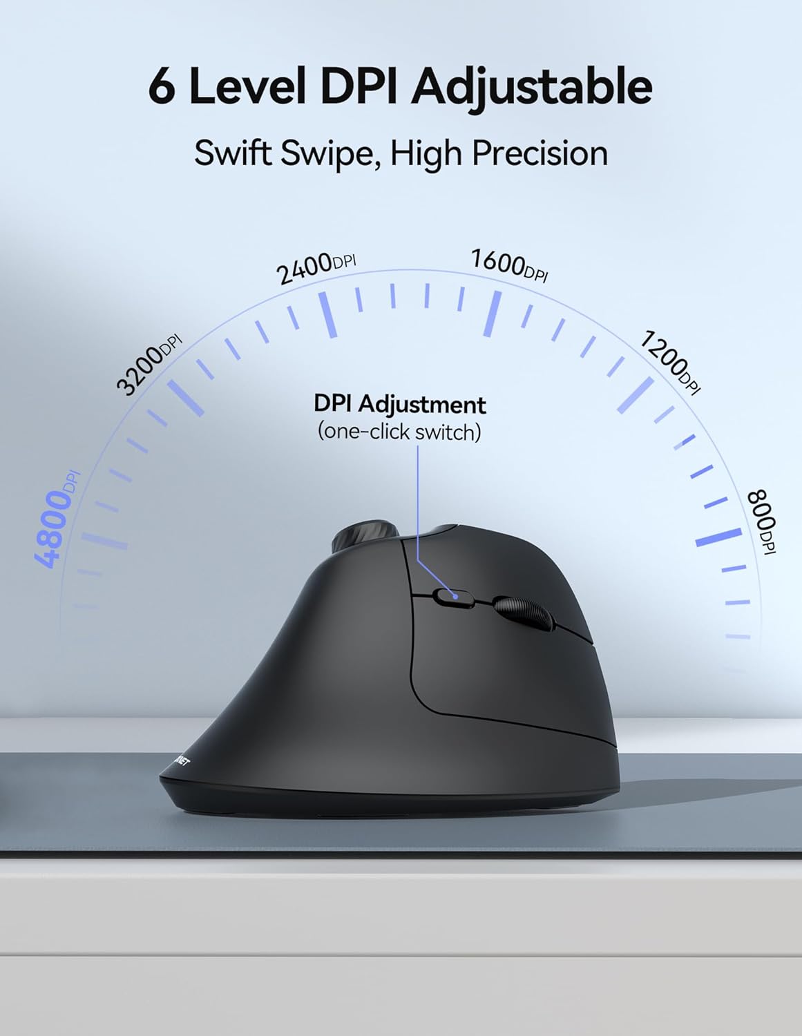 TECKNET 5.0/5.0+2.4G), 6 Ergonomic Mouse, Rechargeable Wireless Bluetooth Mouse (BT Vertical Mouse with Volume Knob