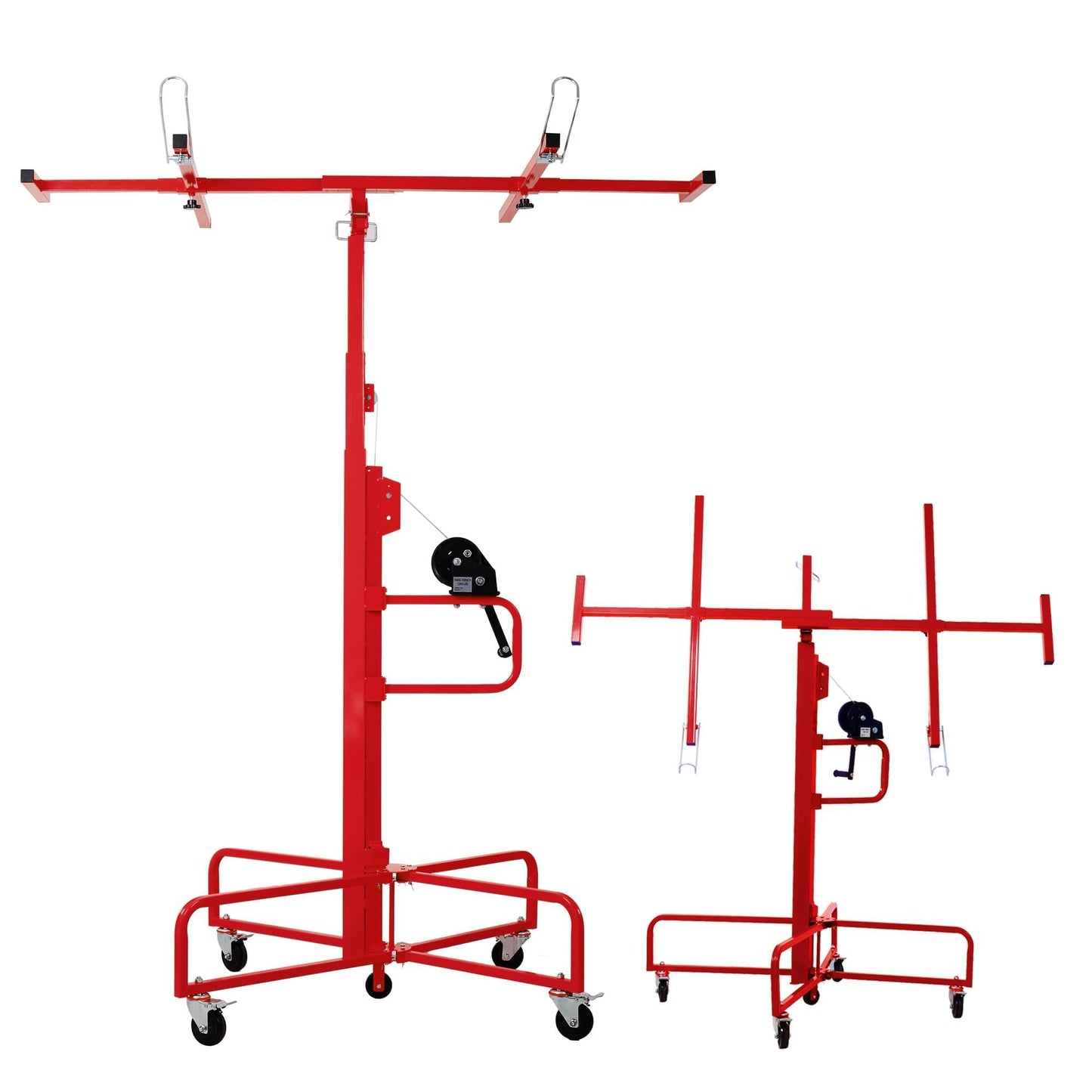 ELOMBR 16FT Drywall Lift Sheetrock Lift, Panel Hoist with 4 Lockable Wheels for Ceiling, Drywall Rolling Lifter Panel, 150LBS Drywall Jack Lift for Home & Commercial Use, Red