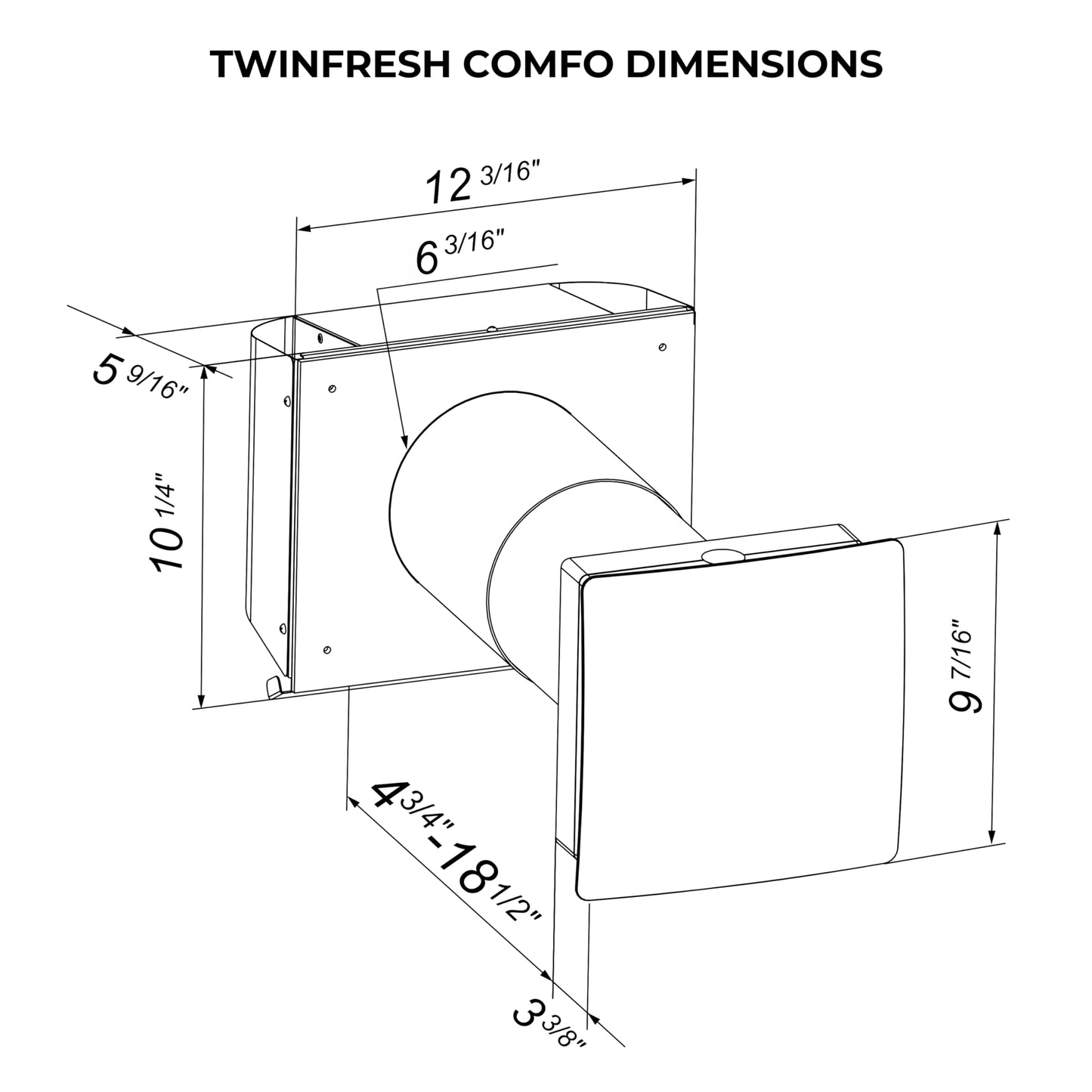 VENTS-US TwinFresh Comfo RB1-50-2 - Ductless ERV Through-the-Wall Single Room Ventilation Fan, 30 CFM, Energy Recovery Ventilator with Remote Control and Humidity Sensor