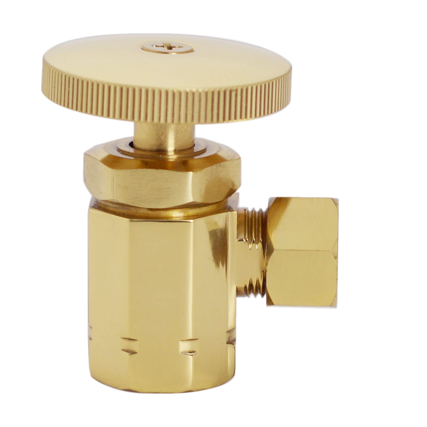 Westbrass D103K12-6-01 1/2" IPS x 3/8" OD x 12" Corrugated Riser Supply Line Kit with Round Handle Angle Supply Shut Off Valve for Faucet and Toilet, Polished Brass (6-Pack)