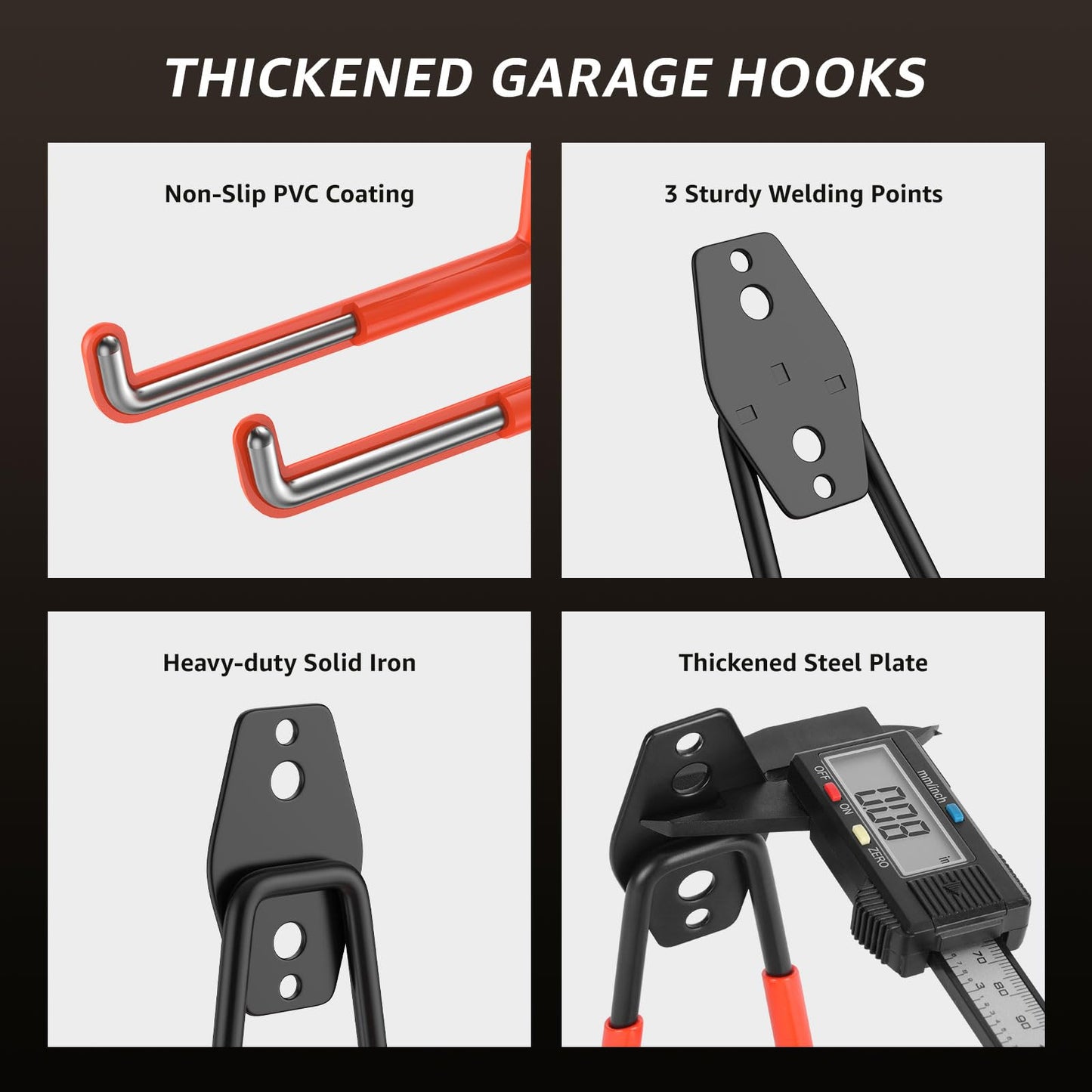 YouthZeal 20 Pack Garage Hooks, Heavy Duty Steel Wall Mount Utility Hangers with Anti-Slip Coating for Hanging Bikes, Ladders, Power Tools, and Garden Equipment