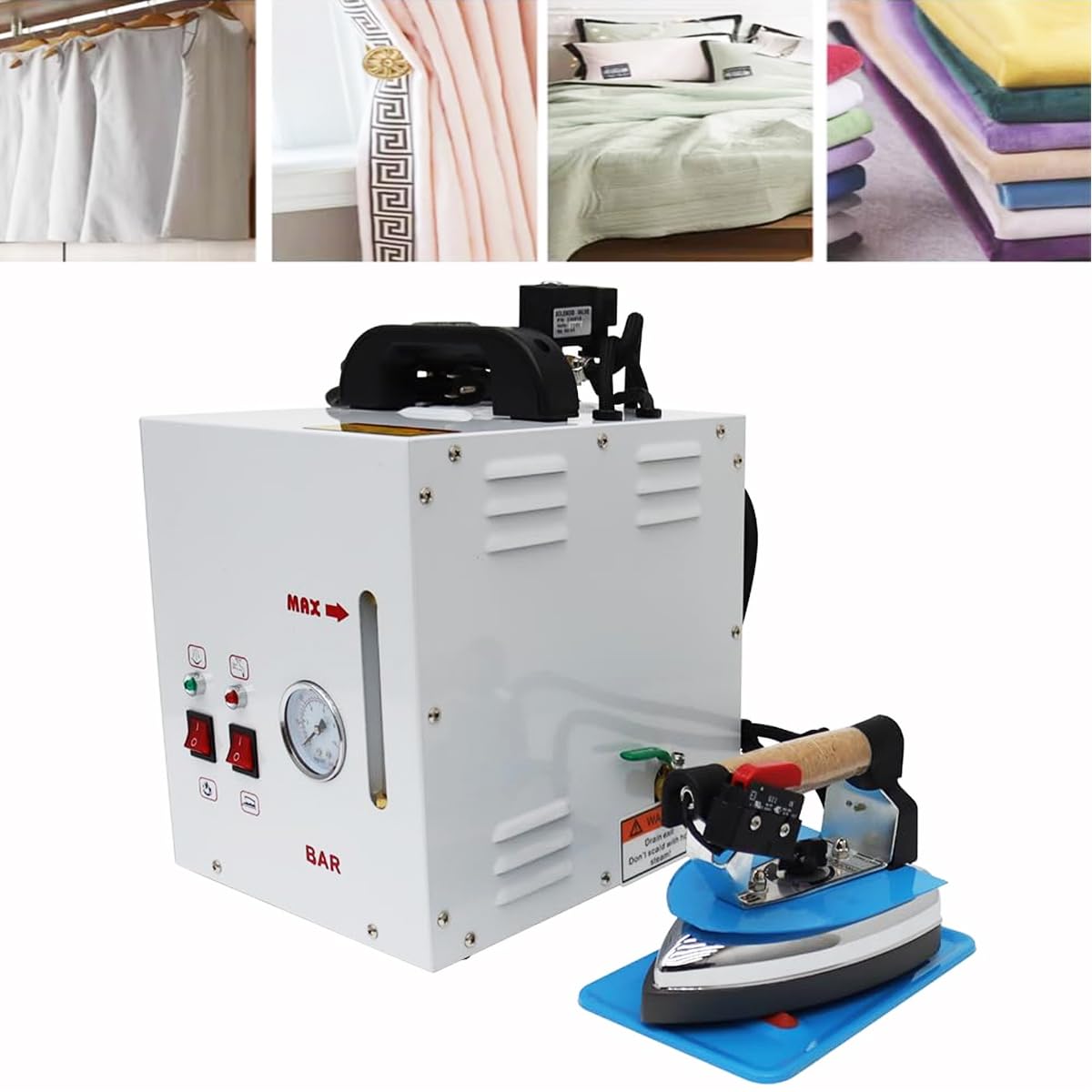 INTBUYING Industrial Steam Iron Curtain Electric Iron Boiler 110V Steam can be adjusted 1600W Booster Iron Clothing Store Laundry Cloth Factories