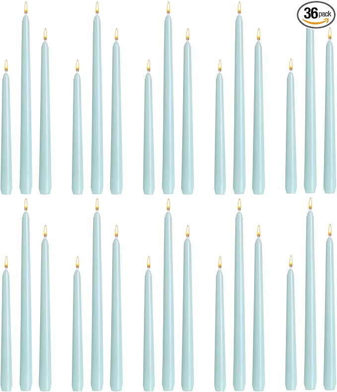 MTLEE Taper Candles 8/10/12 Multi Height Unscented Taper Candles 8 Burn Hours for Dinner Decorative Home Decoration Wedding Party Candlesticks(Bean Green,36)