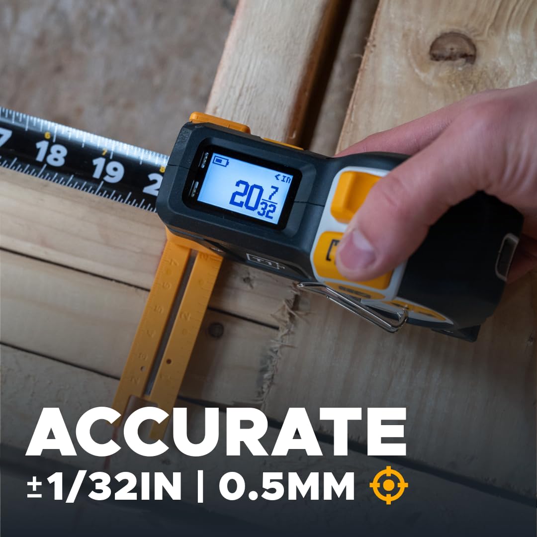 REEKON T1M Utility Digital Tape Measure 25 ft (English) – Bluetooth Smart Measuring Tool, 1/32” Accuracy, Saves 1000+ Measurements, LCD Display, 150 Hour+ Battery Life & Rechargeable