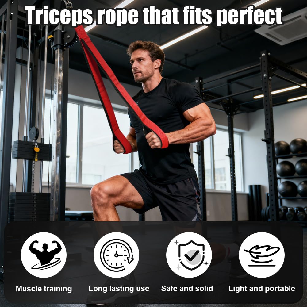 AOOSA Tricep Rope Cable Attachment, Heavy Duty Rope for Push Downs, Cable Overhead Presses with 3 Lengths of Handles, Multi Gym Accessory for Face Pulls, Overhead Press, Full-Body Exercises