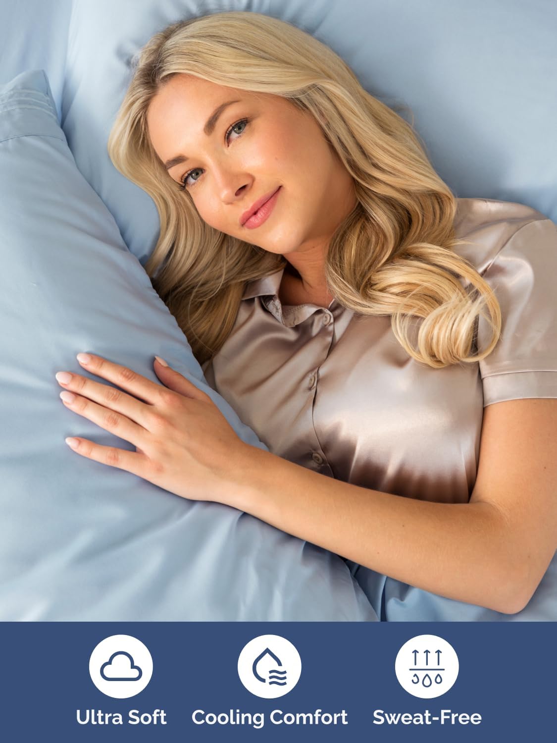 Skiennix Extra Deep Twin Sheet Set | 4-Piece Breathable Cooling Bedding - Soft & Wrinkle-Free - Sky Blue