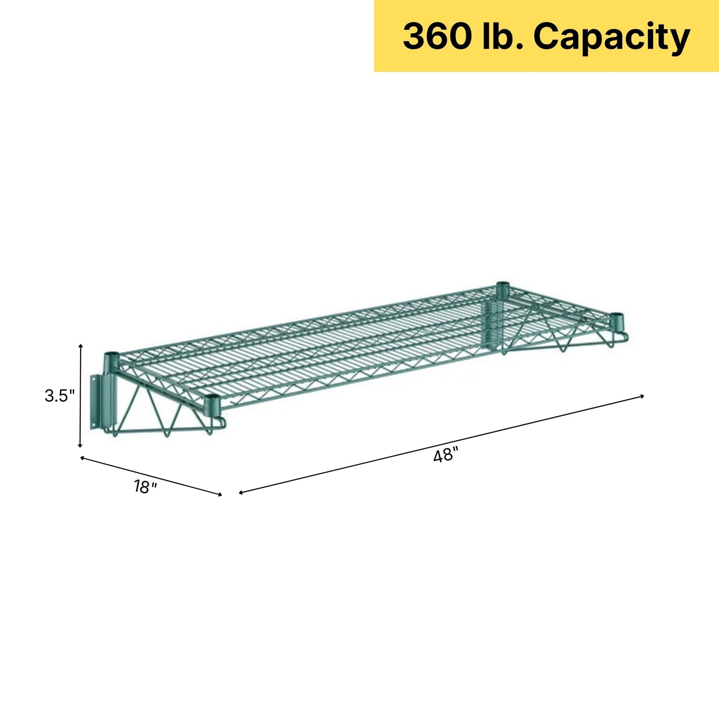 Krollen Industrial 18" x 48" Green Epoxy Wire Wall Mount Shelf