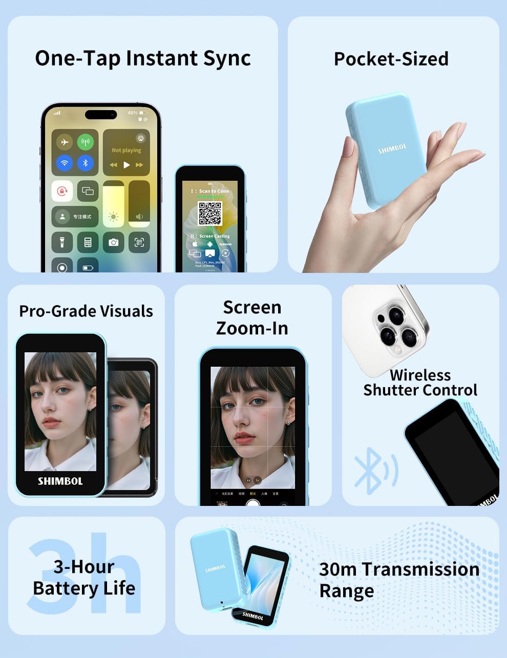 CP5 2 2.4 Inch 2.4G 5G 30 Shimbol Mini Selfie Monitor Phone Vlog Screen LCD Rear Camera Monitor Video Transmission