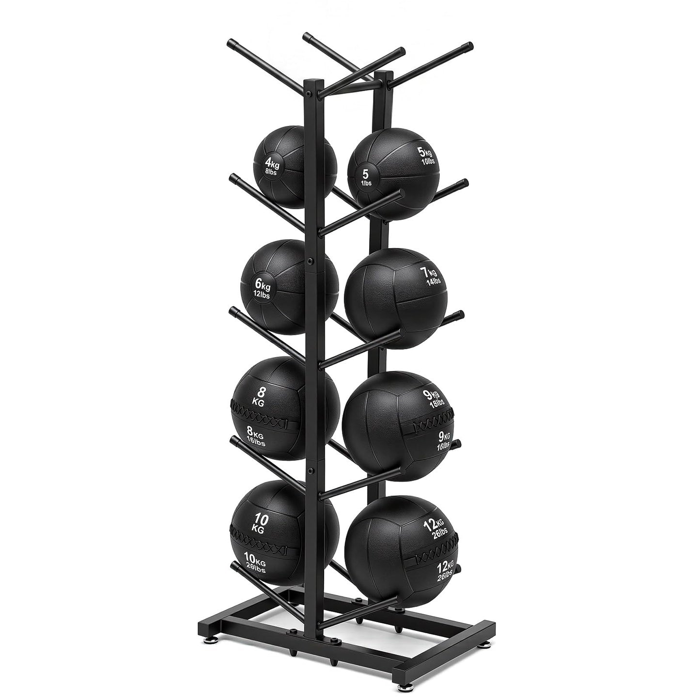 Sintuff Medicine Ball Rack Storage Metal Durable Tree Holds 10 Slam Balls up to 11 Inch Diameter Vertical Gym Organizer Stand Holder for Organized Gym Fitness Studio Commercial Equipment Storage Black