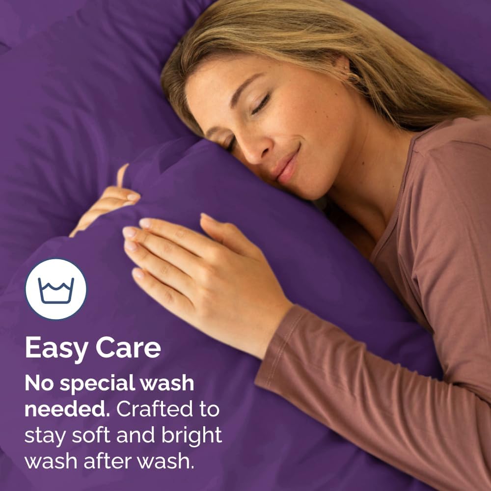 Skiennix Body Pillowcases Set of 2 | 20x54 Soft, Breathable Covers for Side Sleepers - Purple, Machine Washable
