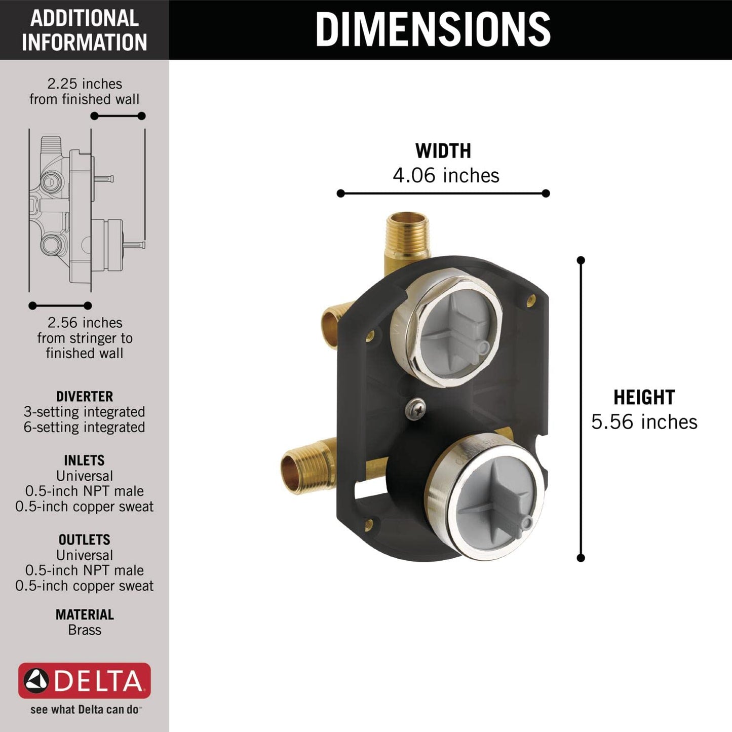 DELTA FAUCET Other MultiChoice Universal Integrated Shower Diverter Rough Universal Inlets/Outlets, Champagne Bronze