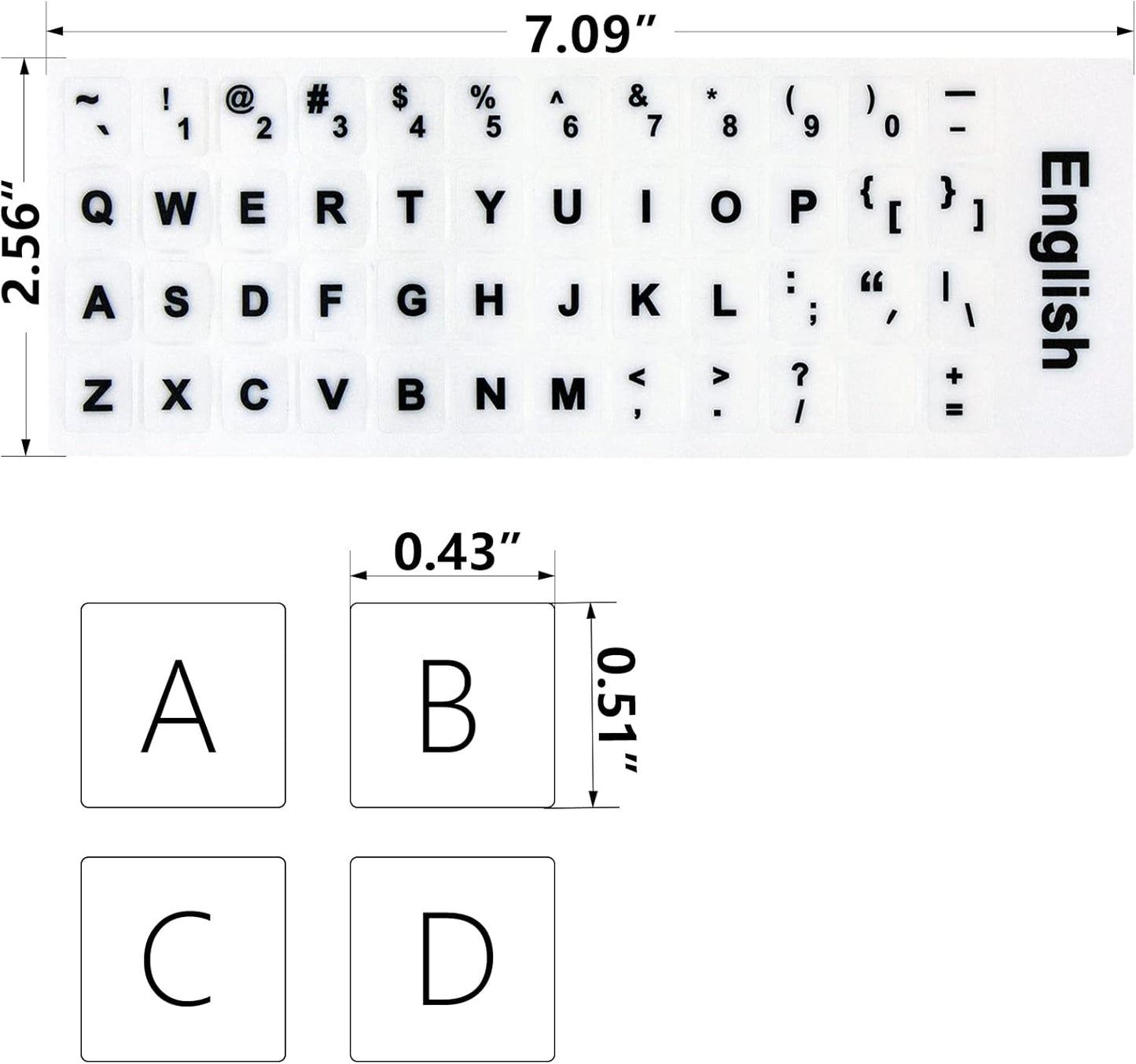 2Pcs Universal English Keyboard Stickers for PC Computer Mac Laptop Desktop Keyboard, English Keyboard Replacement