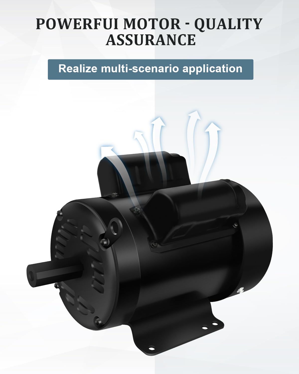 Air Compressor Motor 5HP Electric Motor 1750 RPM, Single Phase,184T Frame, 208V-230V, 1-1/8"Shaft Diameter Rolled Steel Shell 60HZ
