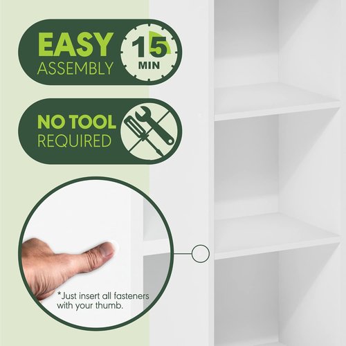 Furinno Pasir 3-Tier Bookcase - No Tool Assembly | Stylish Open Shelf Design in White