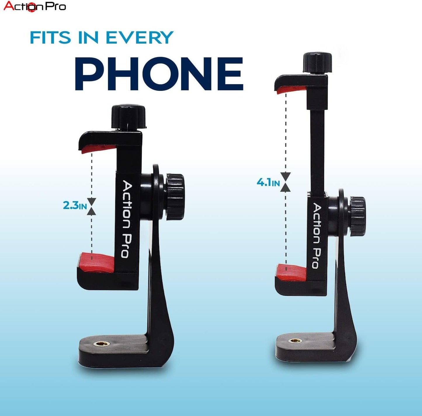 Action Pro 360 1/4 inch Phone Holder/Vertical and Horizontal Tripod Mount Adapter Rotatable Bracket with Screw