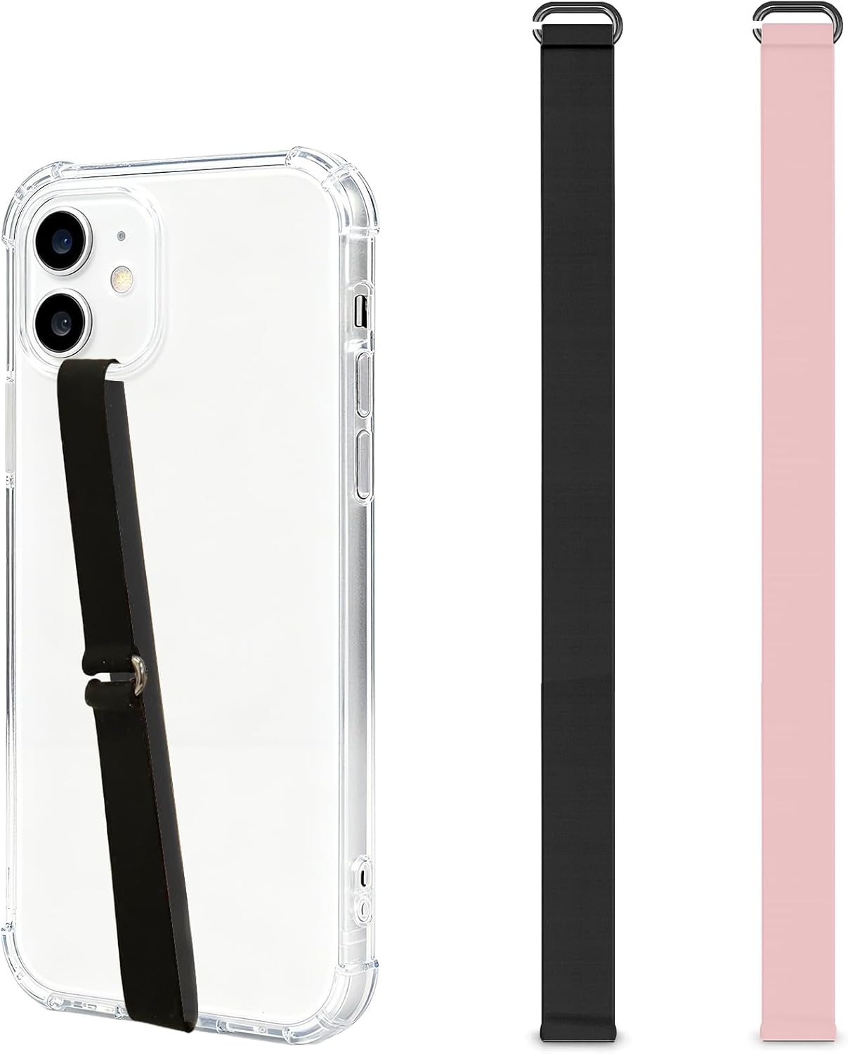 Brvlsoc C-Shaped Silicone Clip Finger Phone Grip Strap Reusable Stretchy Loop Holder for iPhone & Samsung Cases, Black