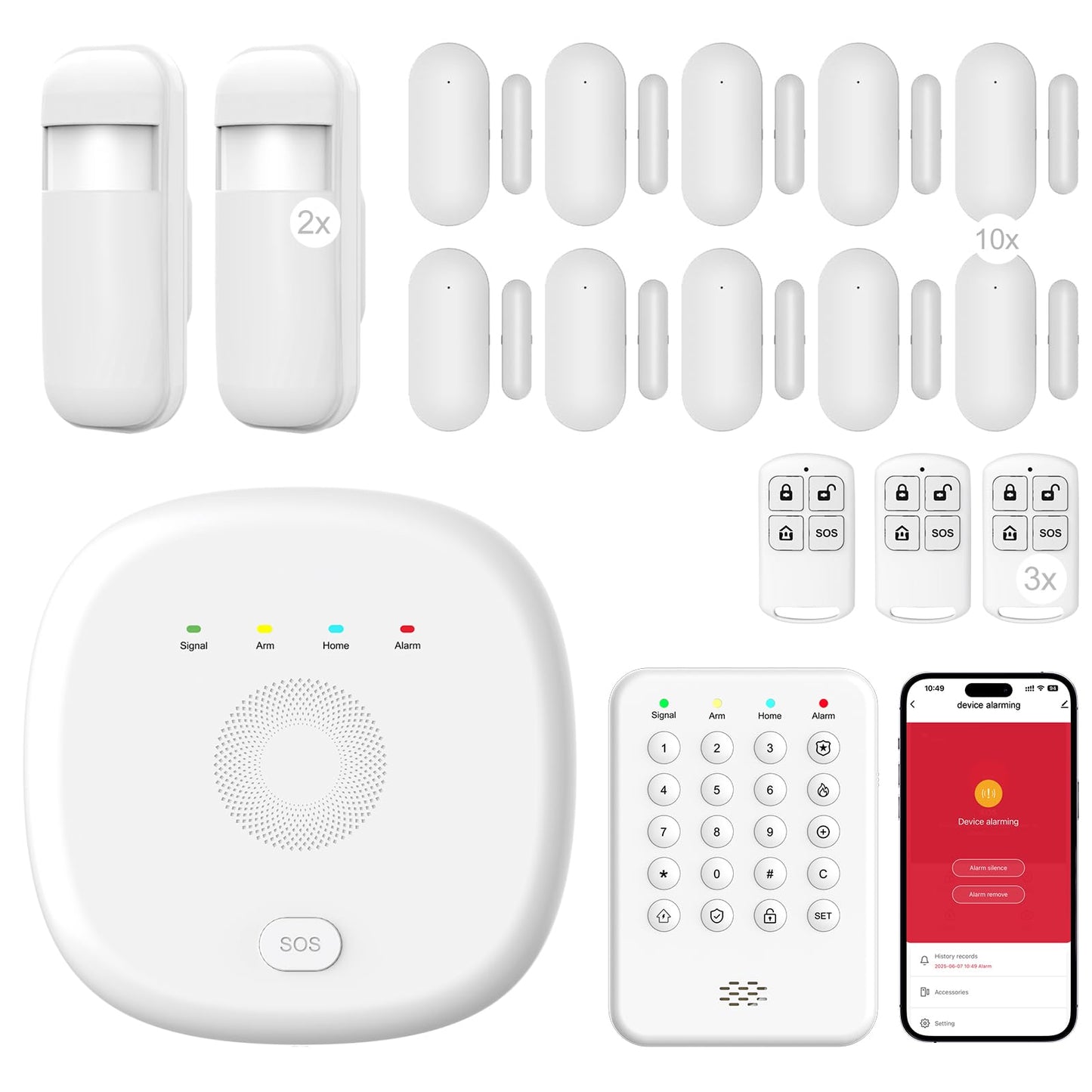 WiFi Wireless Home Security System - Smart Home & Business Alarm System, Expandable, Standalone Keypad, App Alerts, No Monthly Fee, Alexa Compatible, Door/Window Sensors & Motion Detectors & Remote