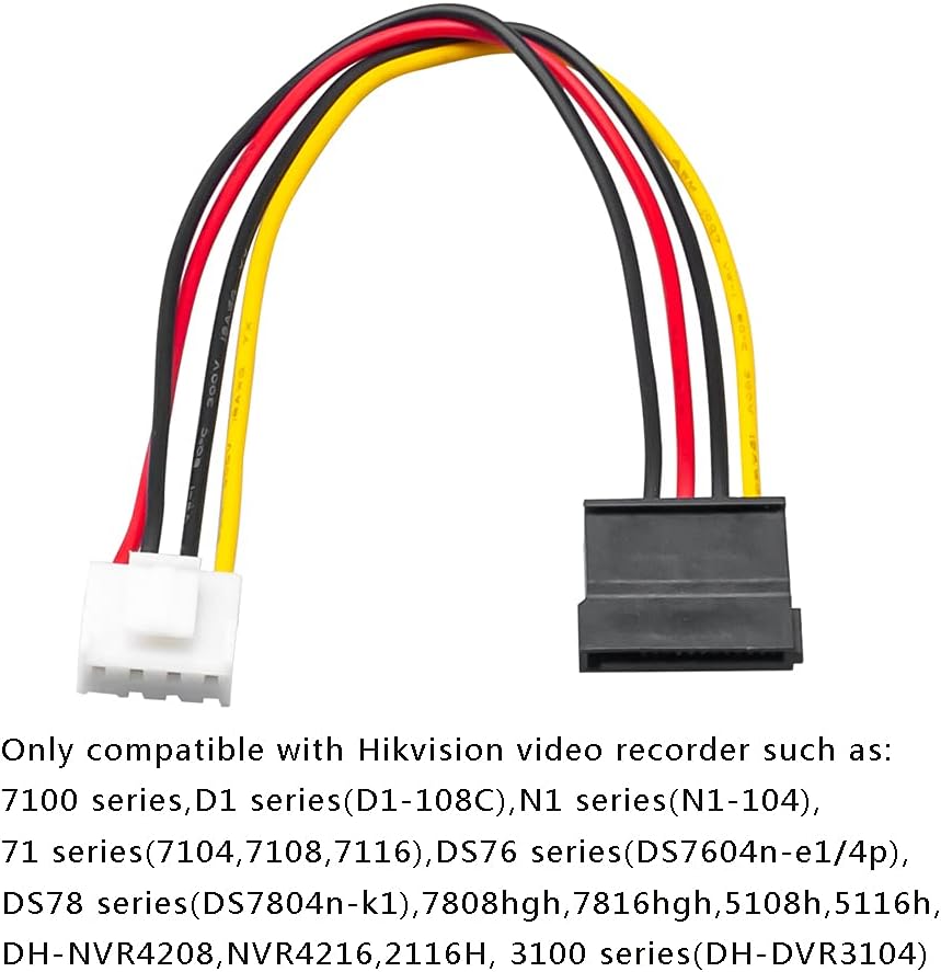 2Pack 4 7.87inch (20cm) OwlTree Pin to SATA Female Hard Drive Power Adapter Cable Compatible with Hikvision Video