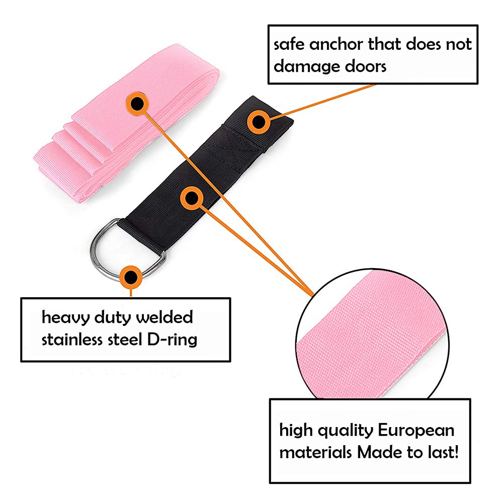 Door Leg Stretcher, Door Flexibility & Stretching Leg Strap - Great for Ballet Cheer Dance Gymnastics or Any Sport Leg Stretcher Door Flexibility Trainer Premium Stretching Equipment (pink)