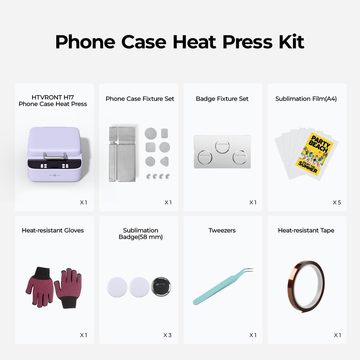 HTVRONT Phone Case Heat Press Bundle - Compatible with iPhone & Android Phone Case Sublimation Machine + HTVRONT Auto Heat Press 2