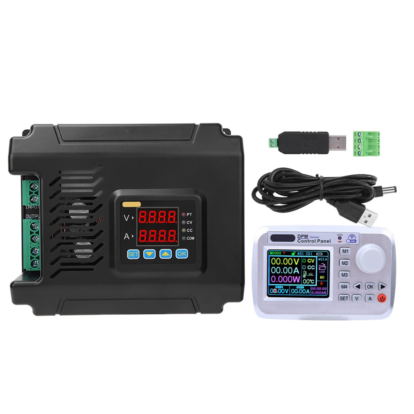 Garosa DPM8650-485RF Programmable Switching Power Supply+Wireless Controller 0-60V 0-50A 300W RS485 Interface ABS Black 120x80x25mm Single Output with 2.4 Inch LCD Screen