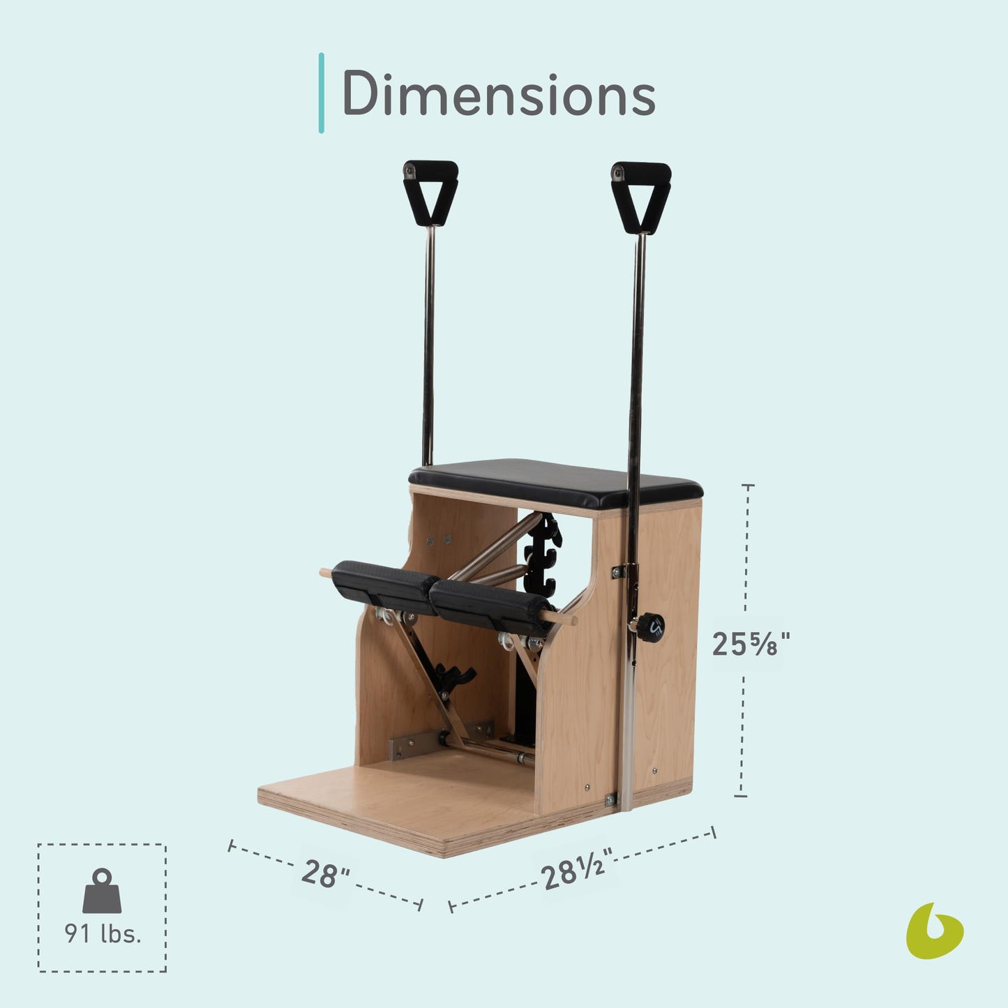 Balanced Body Pilates Combo Chair with Handles, Pilates Equipment for Home and Studio Use