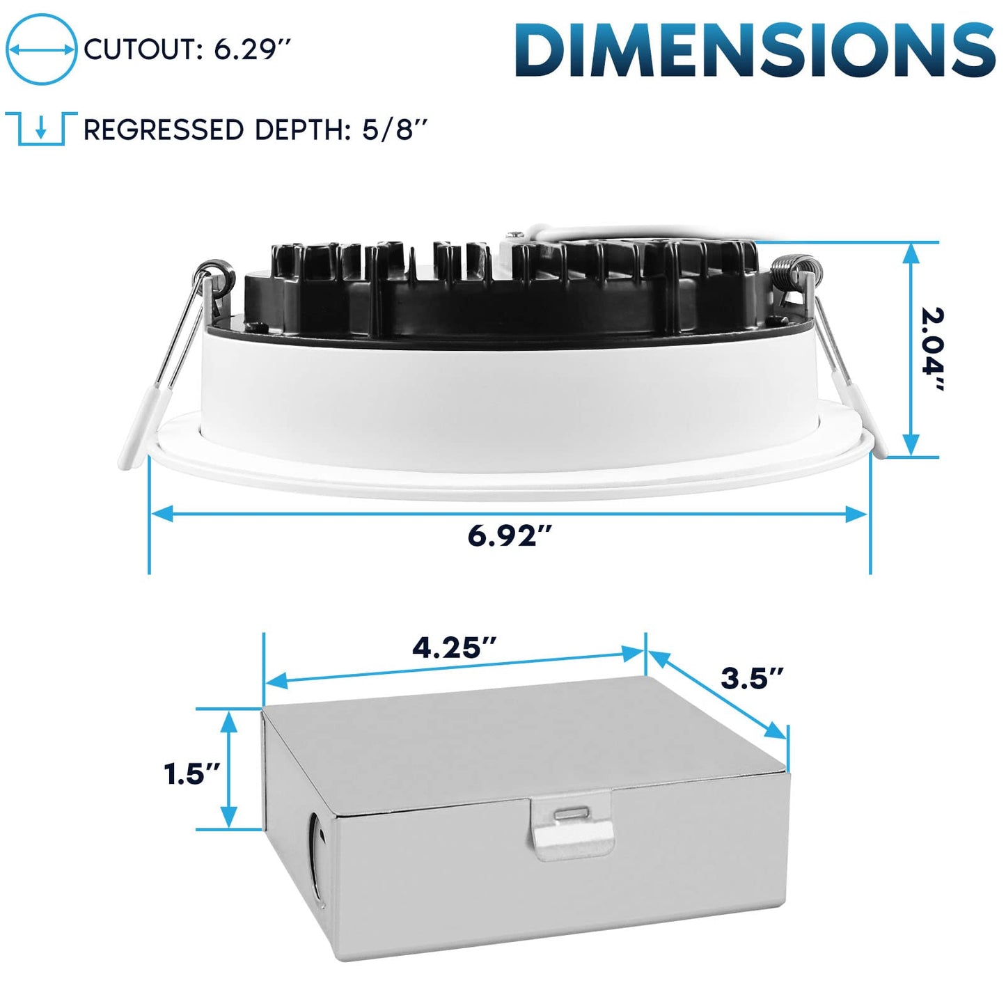 LUXRITE 6 Inch LED Recessed Ceiling Light with Junction Box, 18W, 5CCT Selectable 2700K/3000K/3500K/4000K/5000K, 1800LM High Brightness, Dimmable Canless Downlight, Wet Rated, IC Rated, ETL (4 Pack)