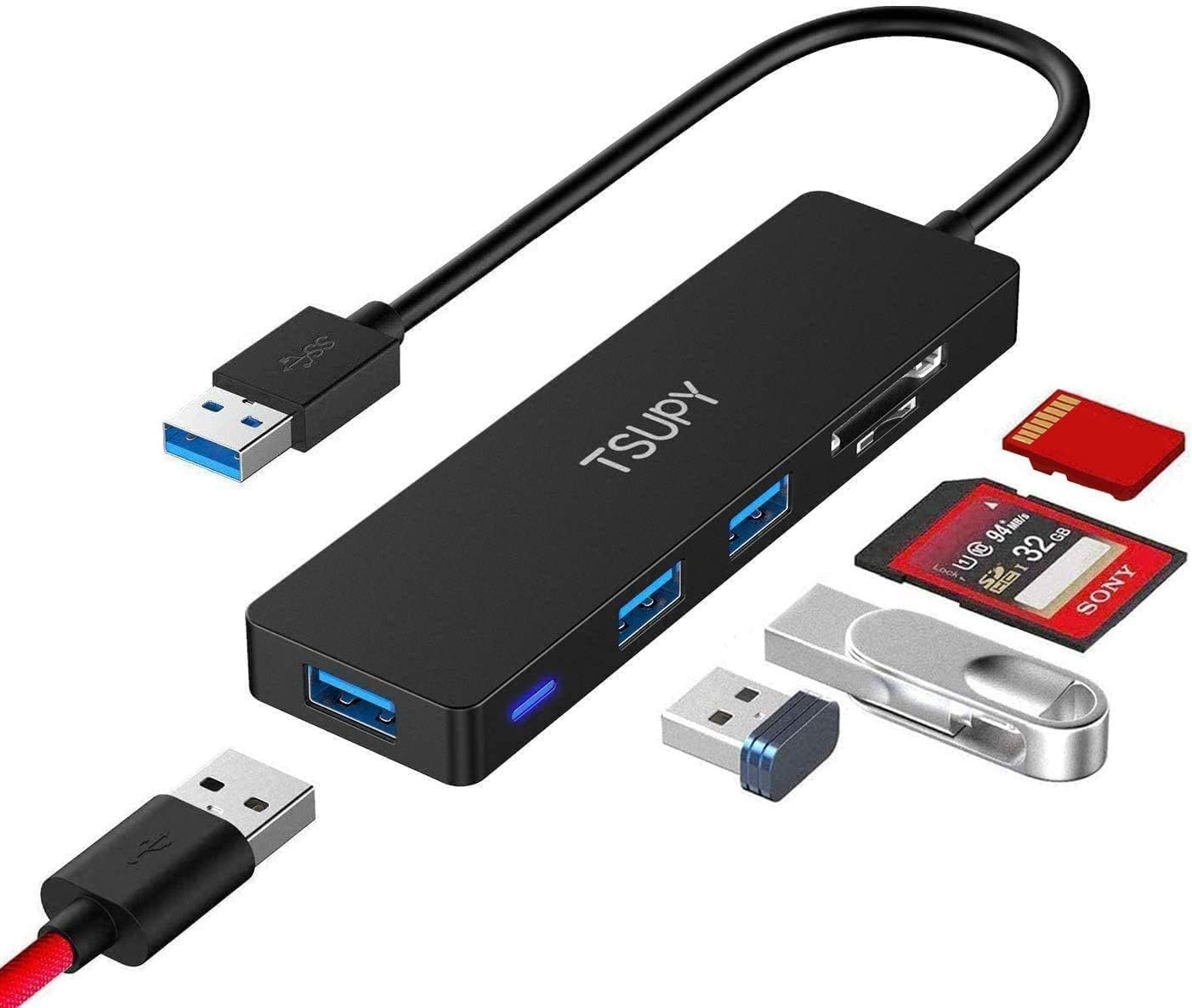 TSUPY 3.0, 5 1 3.0 3 3.0 USB Hub in Multiport Adapter USB Hub with SD Micro SD Card Reader, USB Ports Compatible