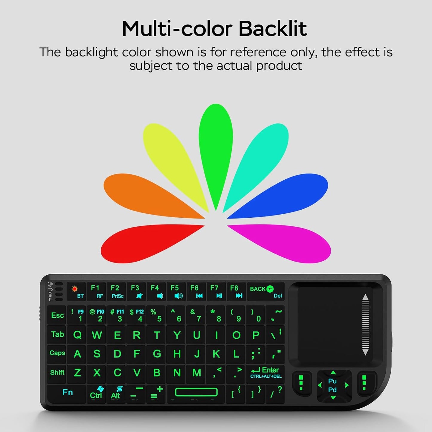 Burhoo 2.4G Mini Keyboard with Touchpad, Mini Bluetooth Keyboard, Ultra-Thin Handheld Wireless Portable, Suitable