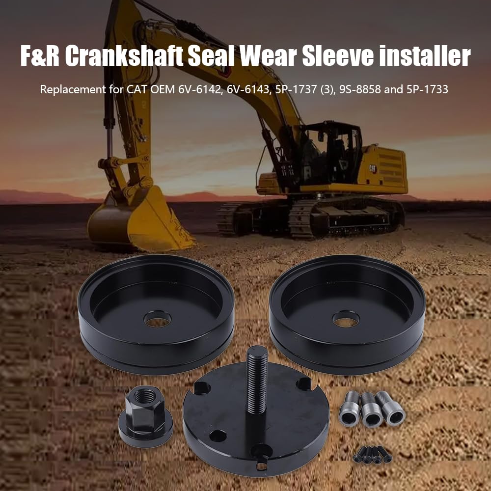 Front and Rear Crankshaft Seal and Wear Sleeve Installer Tool Kit FIT for CAT Caterpillar 3406 3408 C-15 Diesel Engines, Replace 6V6142 6V6143 5P1737 9S8858 5P1733, Heavy-Duty Carbon Steel