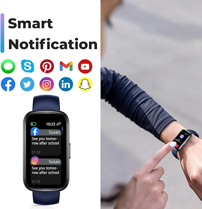 Fitness Tracker Smart Watch, 1.47" Full Touch Health Tracker with 24/7 Heart Rate & Blood Oxygen Monitor, Sleep Tracker, 3ATM Waterproof Step Tracker Activity Tracker for Women Men, Midnight Blue