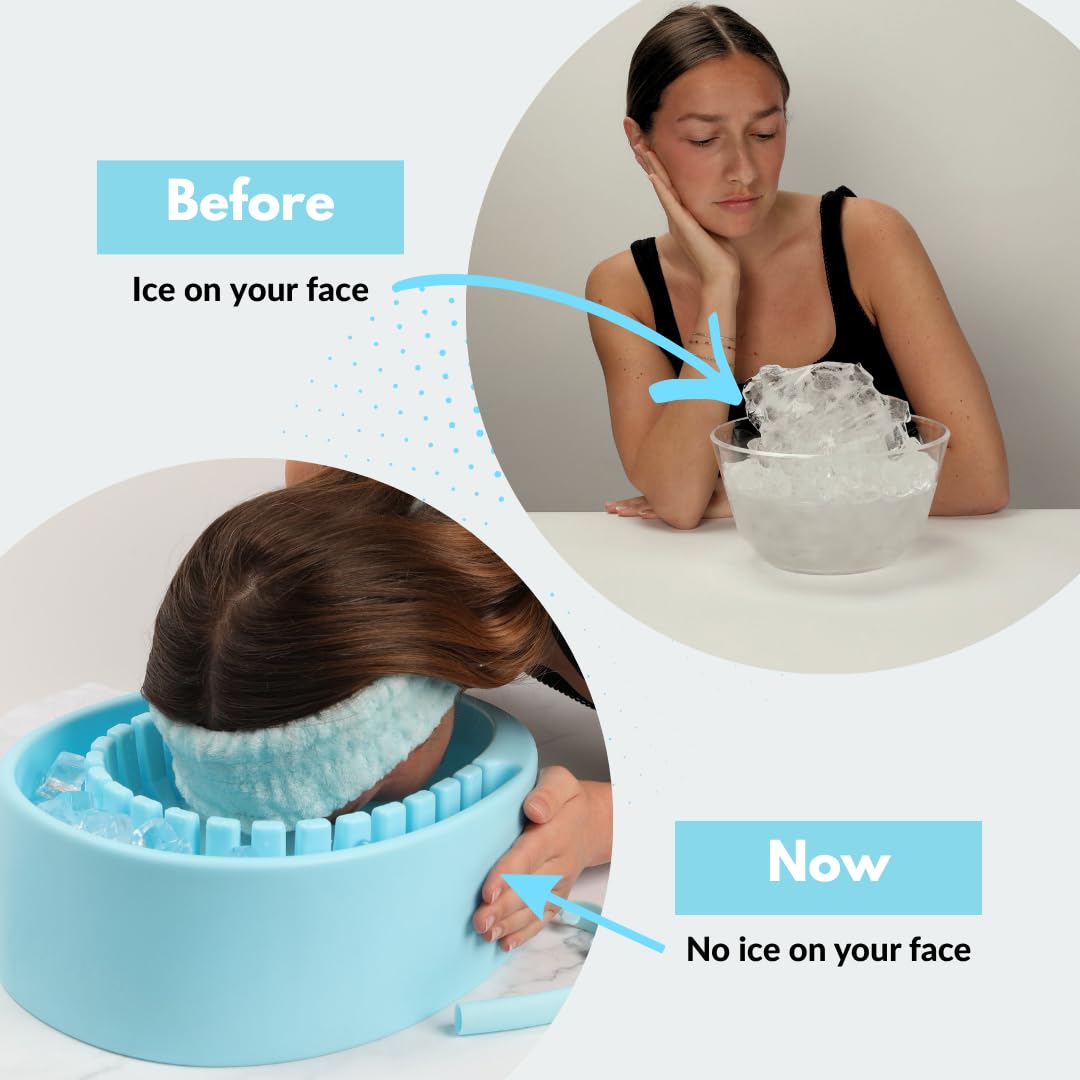 Arauris Facial Cold Plunge Ice Bowl with Separate Chamber for Ice & Breathing Tube - Patented Face Ice Bath Bowl for Cold Water Therapy - Depuffing, Tightening and Brightening Skincare Tool