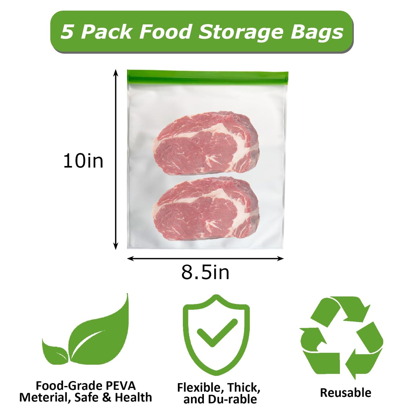 TAINESS Odor Proof Storage Bags Reusable Bear Bags for Food Backpacking No-Odor Zipper Barrier Bags Fit Home Organization, Food Storage,Freezer Safe (5p-8.5x10in)