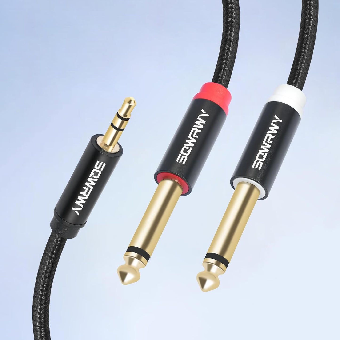 2-Pack 6FT 3.5mm 6.35mm 3.5mm 1/4" TRS to Dual TS Mono Y-Splitter Cable: Connect Stereo Output to Dual Mono Inputs