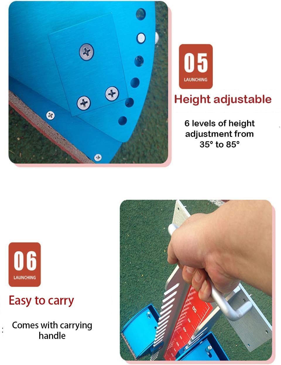 Ribowri Starting Blocks for Track and Field, Aircraft-Grade Aluminum, Heavy Duty, 32 Inch, 6 Adjustable Angles, Sprint Pedal (red, 32in)
