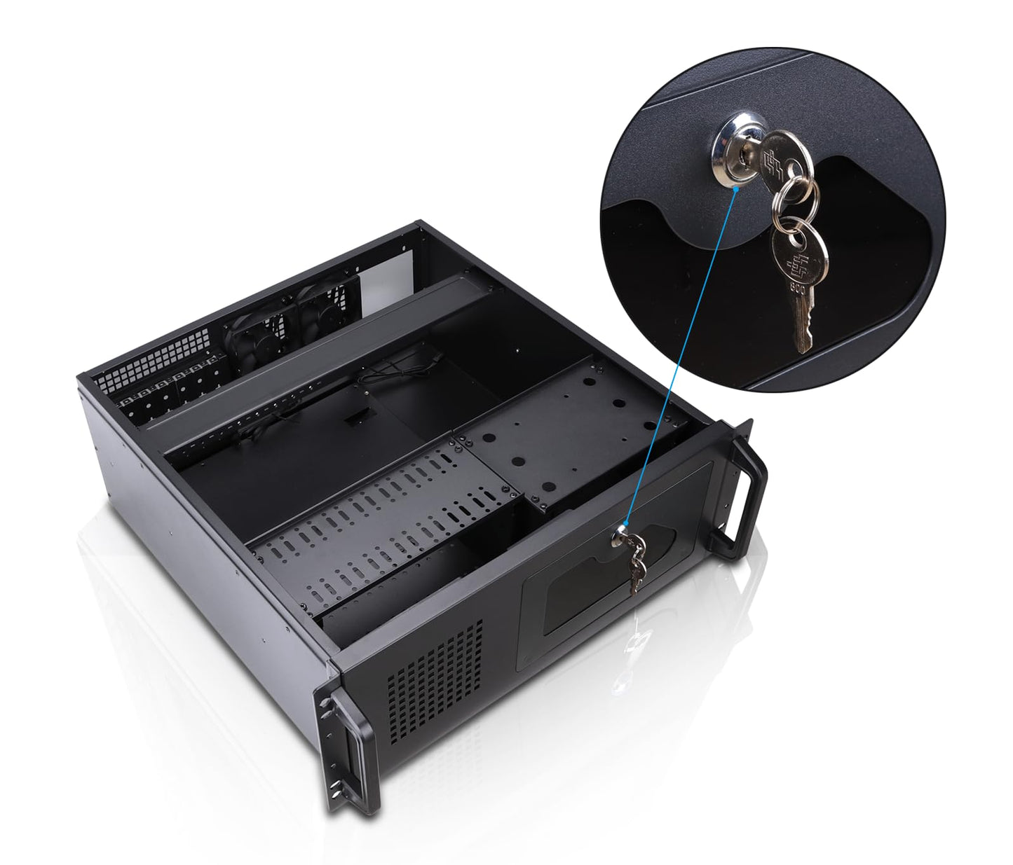 Rosewill 4U Server Chassis Rackmount Case | 7 x 3.5 Bays, 2 x 5.25 Devices| ATX, CEB Compatible | 1 x 120mm PWM Fan, 2 x 80mm PWM Fans | 2 x USB 3.0 | Front Panel Lock and Key | - RSV-R4100U