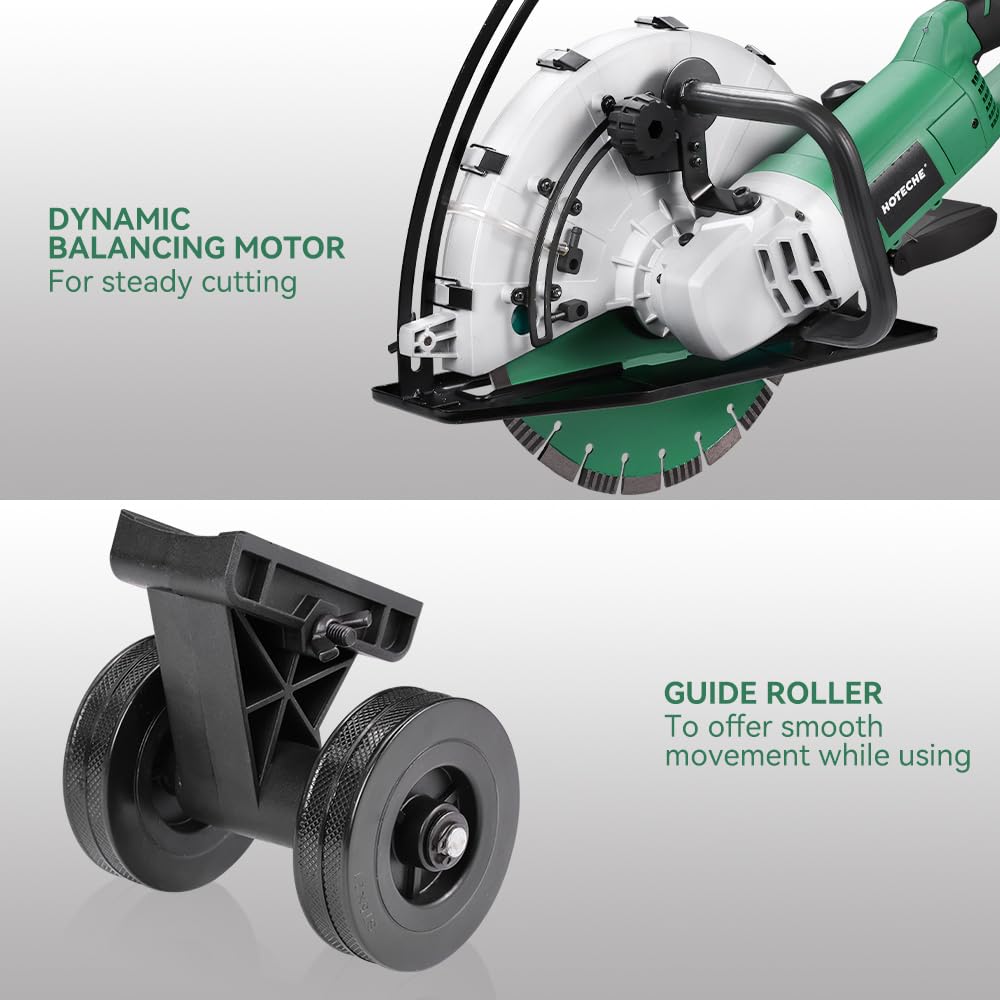 Hoteche 14-Inch Electirc Concrete Saw - 2600W Multifunctional Cut-off Saw with Diamond Cutting Blade for Masonry, Mentalworking and Woodworking