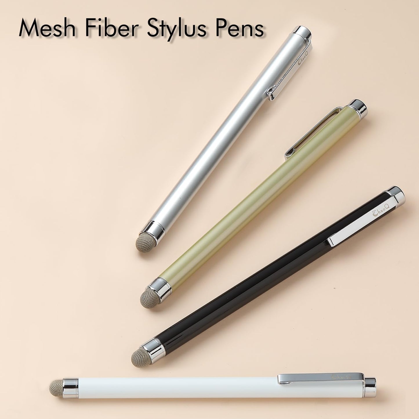 ChaoQ 4 4 4 Stylus Pens for Touch Screens, Pcs Mesh Fiber Stylus, with Replaceable Mesh Tips and Replaceable Rubber