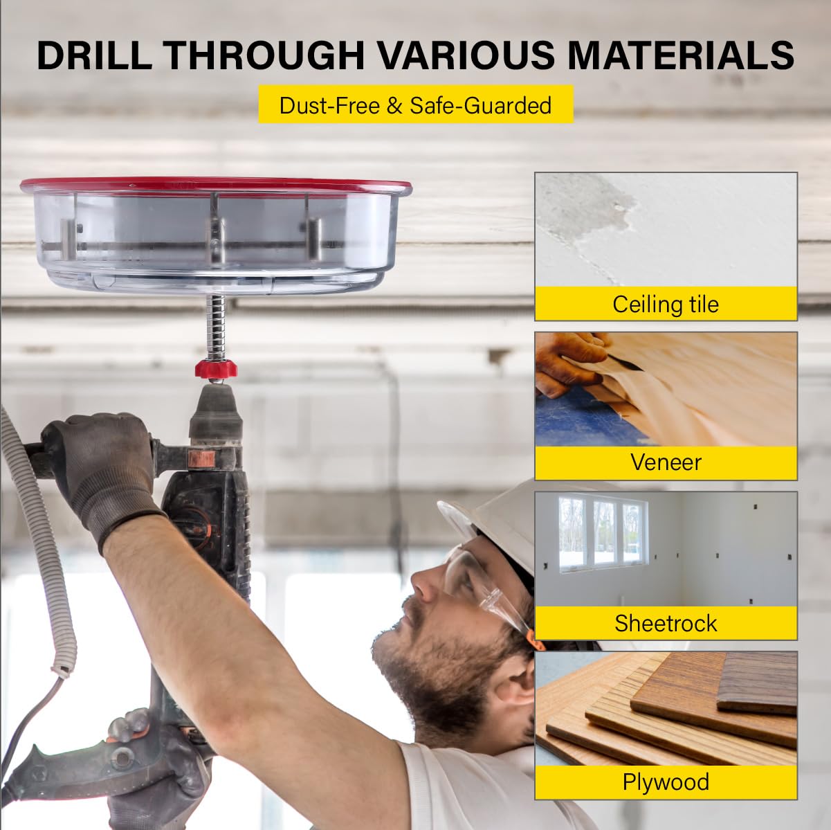 Toolly Adjustable Hole Saw Cutter Kit 1-5/8" to 11-13/16" (40-300mm) Holes Twin Blade Recessed Hole Saw with ABS Dust Shield for Making recessed Lights, Speaker Holes or Ventilation