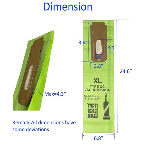 10 Packs Type CC Upright Vacuum Cleaner Replacement Bags Compatible with Oreck XL XL2 XL7 XL21,Elevate,XL Commercial,XL2100rhs,U2000r1,U2000rb1,XL Classic,XL Silver,XL Gold etc.