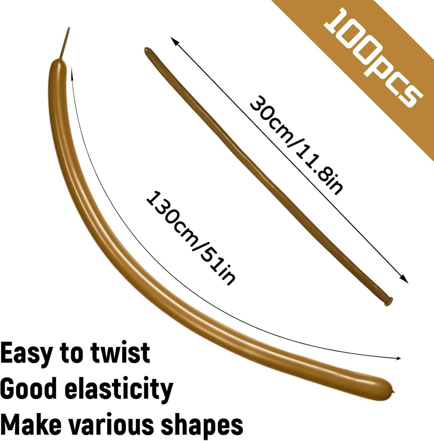 Skiennix 100Pcs Long Latex Balloons - Thick Twisting Balloons for Animal Modeling | Brown Color