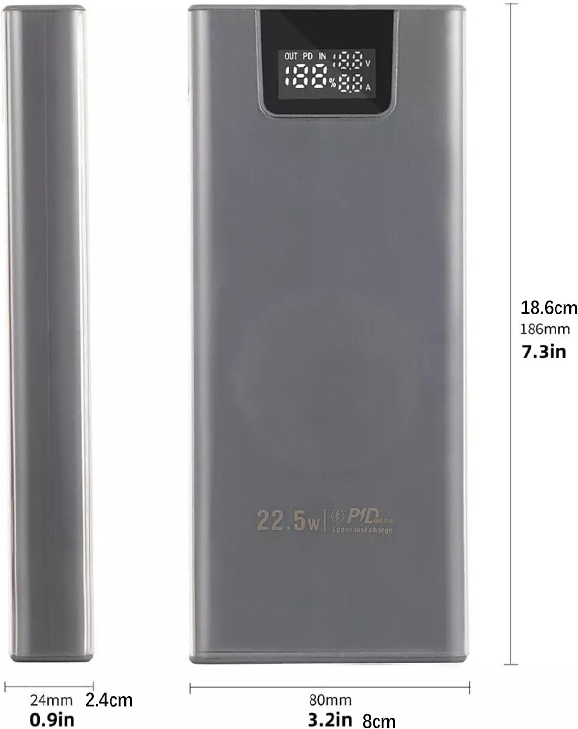 MOUDOAUER 8X 18650 Charging Bank Solder Free Kit, Plastic Power Bank Box DIY Charging Case Power Display Free Welding